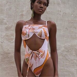 Andrea Iyamah Floral Tiaca Cutout one piece Swimsuit